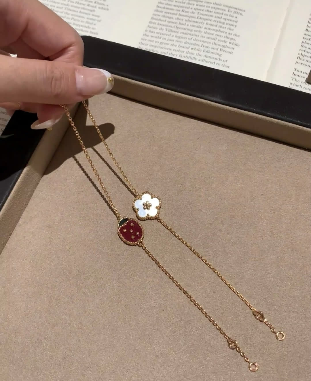 Van Cleef & Arpels Camellia and Ladybug Clip-on Earring Chains
